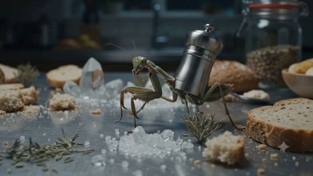 Grinder Mantis Against a Cockroach — AI video prompt sample