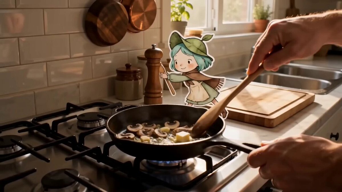 Mixed Reality Anime Sticker Cooking — AI video prompt sample