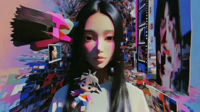 Multidimensional Glitch Morphing Animation — AI video prompt sample