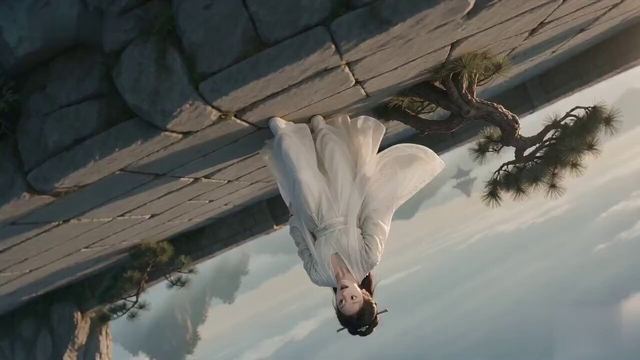 Xianxia Cliff Walk on a Rotated Frame — AI video prompt sample