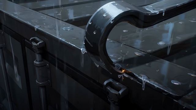 Midnight Shipyard, One Crimson Accent — AI video prompt sample