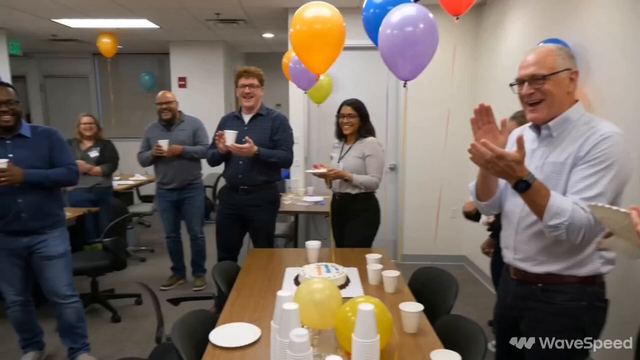 Smartphone Office Celebration Montage — AI video prompt sample